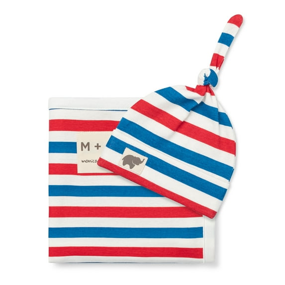 M+A by Monica + Andy Baby First Hello Cuddle Box Blanket + Cap Organic Gift Set