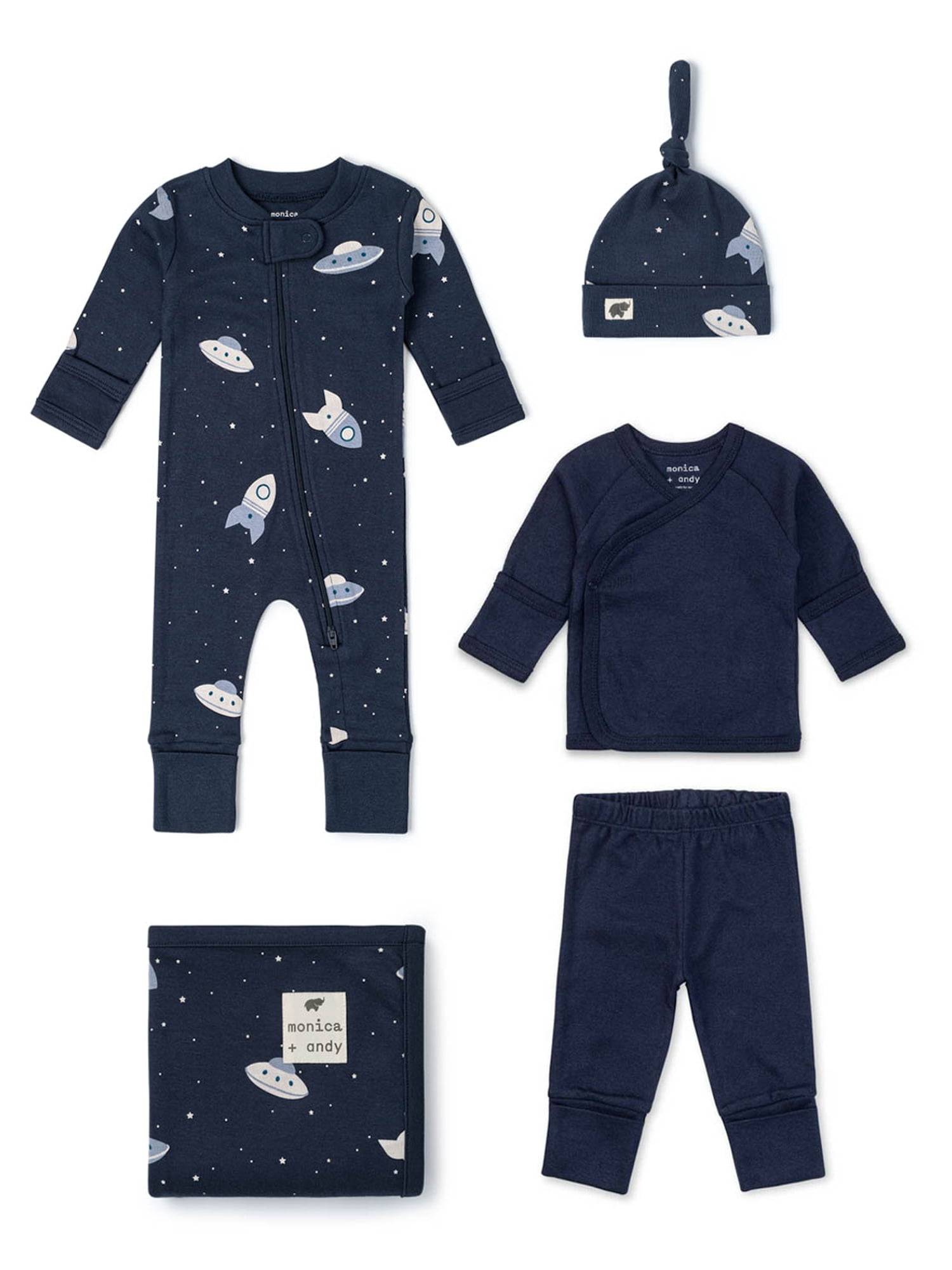 Monica + Andy Organic Cotton 5-Piece Gift Box Set, Sizes Newborn - 3-6 months