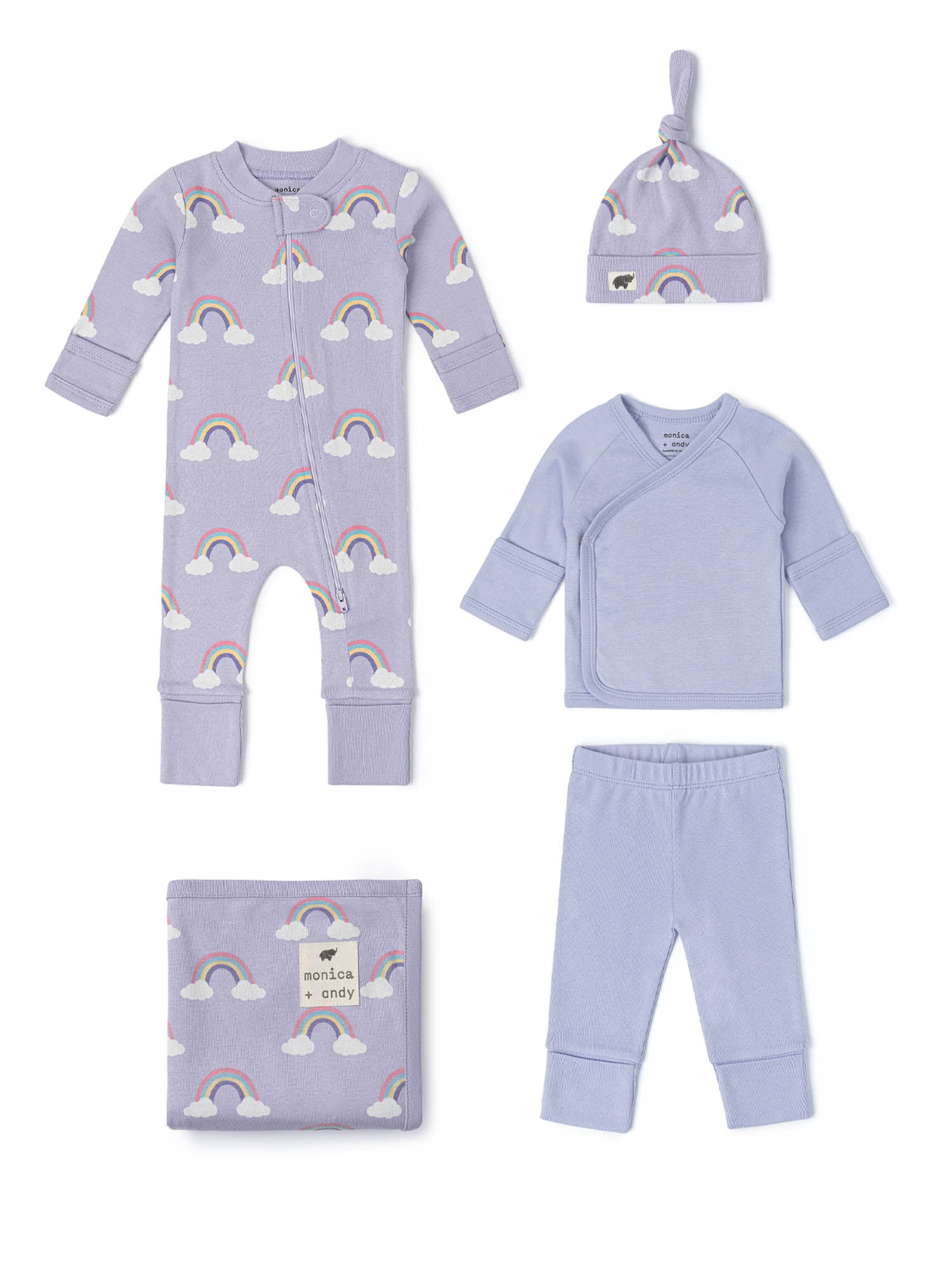 Monica + Andy Organic Cotton 5-Piece Gift Box Set, Sizes Newborn - 3-6 months