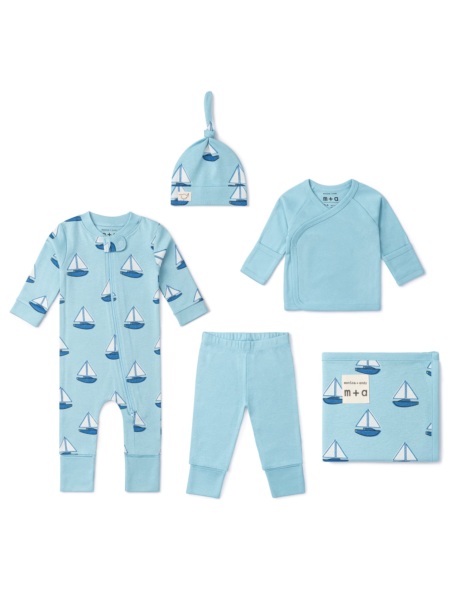 M+A by Monica + Andy Organic Cotton 5-Piece Gift Box Set, Sizes Newborn - 3-6 months