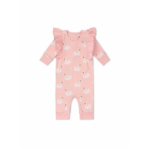 M+A by Monica + Andy Organic Cotton Baby Gender Neutral Long Sleeve Double Ruffle Romper, Sizes Newborn - 9 Months