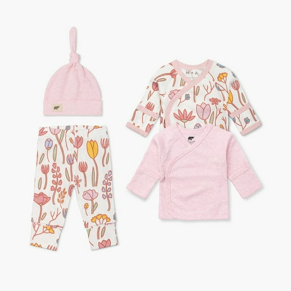 M+A by Monica + Andy Organic Cotton Baby Welcome Home Cuddle Box, Wildflower, Preemie - 3 Months