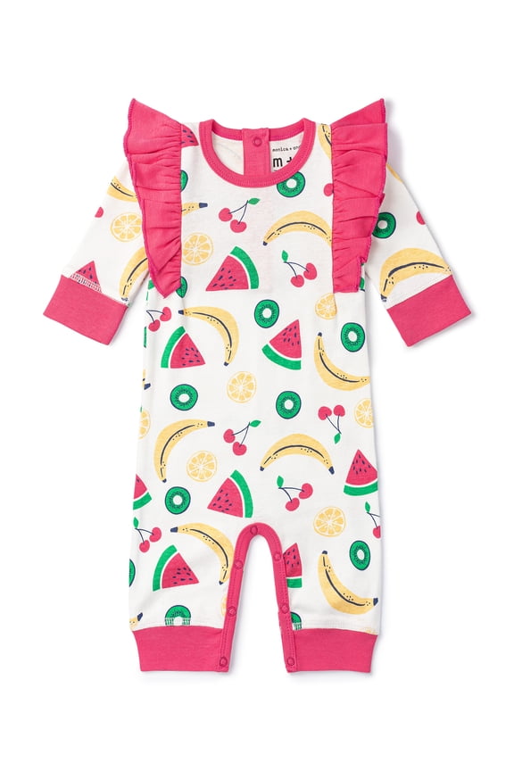 M+A by Monica + Andy, Organic Cotton Double Ruffle Romper, Sizes Newborn - 18-24 Months
