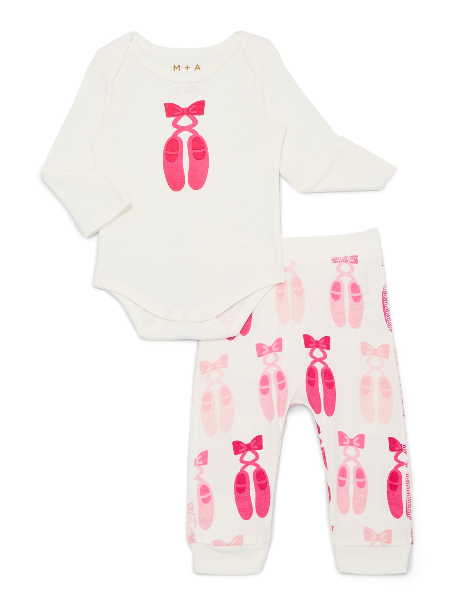 M+A by Monica + Andy Baby Girls Organic Cotton First Moves Set, 2-Piece, Sizes 0M-24M
