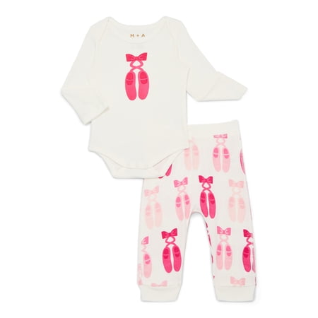 M+A by Monica + Andy Baby Girls Organic Cotton First Moves Set, 2-Piece, Sizes 0M-24M