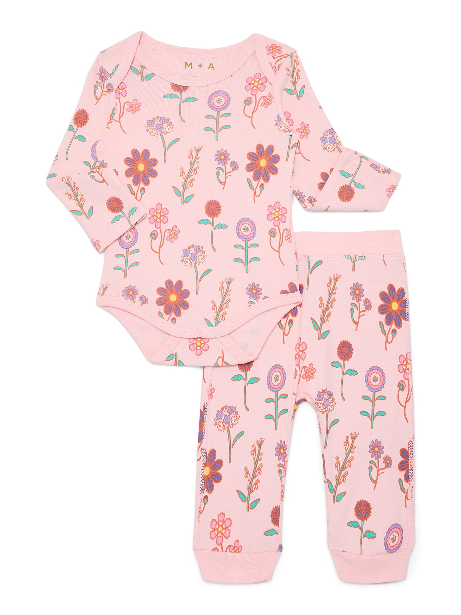 M+A by Monica + Andy Baby Girls Organic Cotton First Moves Set, 2-Piece, Sizes 0M-24M