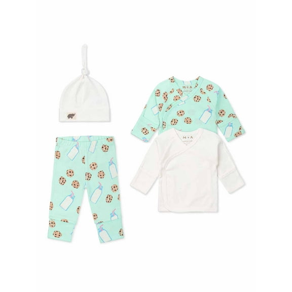 M+A by Monica + Andy Organic Cotton Gender Neutral Baby 4pc Cuddle Box, Sizes Preemie-0-3M