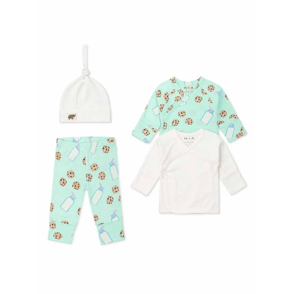 M+A by Monica + Andy Organic Cotton Gender Neutral Baby 4pc Cuddle Box, Sizes Preemie-0-3M