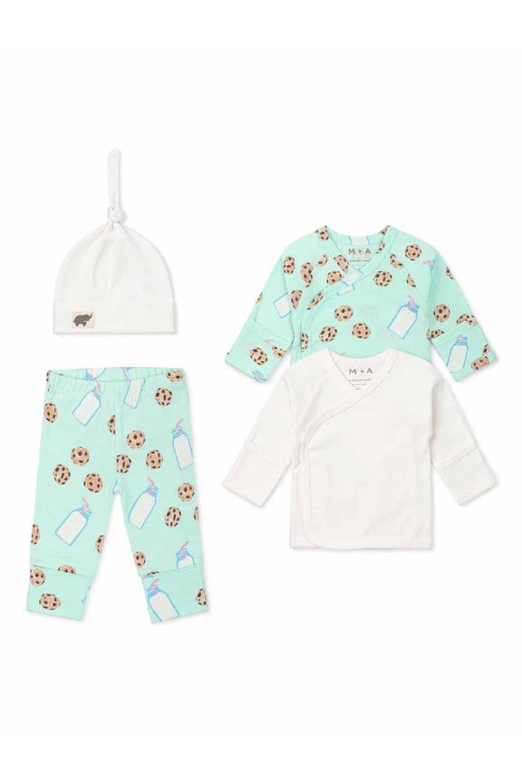 M+A by Monica + Andy Organic Cotton Gender Neutral Baby 4pc Cuddle Box, Sizes Preemie-0-3M