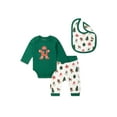 thumbnail image 1 of M+A by Monica + Andy Christmas Organic Cotton Gender Neutral First Moves Bodysuit + Groove Pant + Bib Set, Sizes Newborn -24 Months, 1 of 8