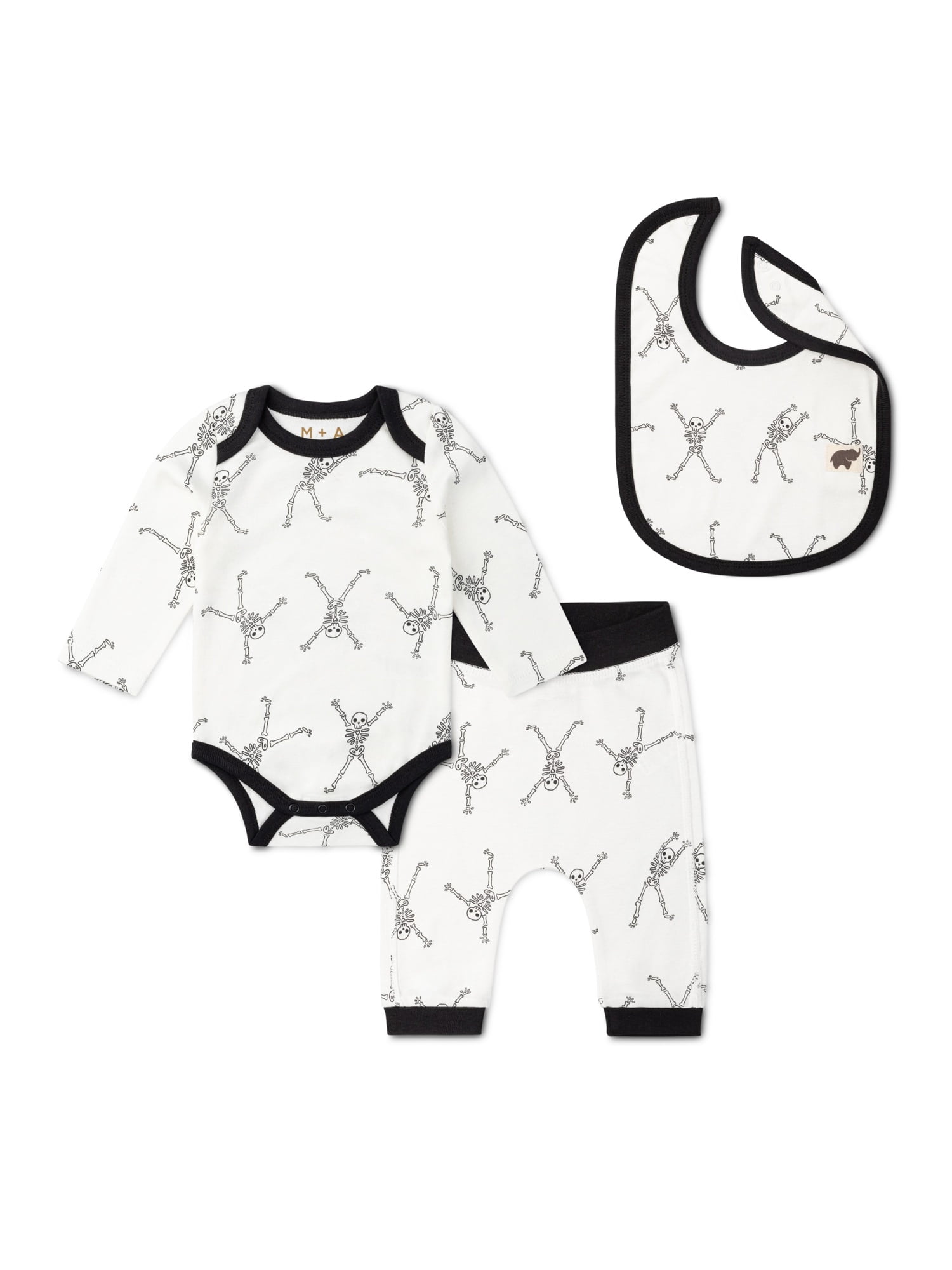 M+A by Monica + Andy Organic Cotton Halloween Bodysuit, Pants and Bib Set