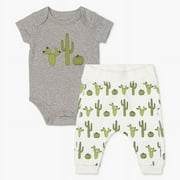 M+A by Monica + Andy Organic Cotton Gender Neutral First Moves Bodysuit + Groove Pant Set, Sizes Newborn -18 Months