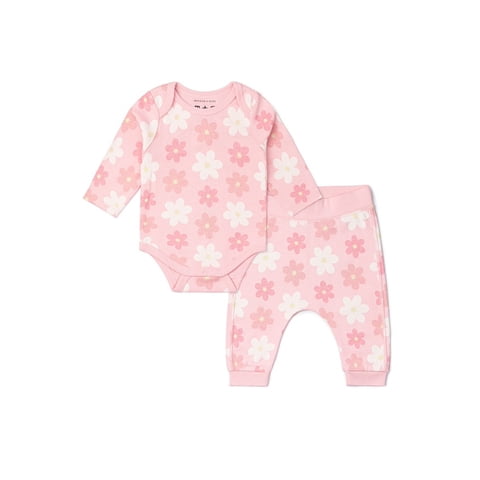 M+A by Monica + Andy Organic Cotton Gender Neutral First Moves Bodysuit + Groove Pant Set, Sizes Newborn -24 Months