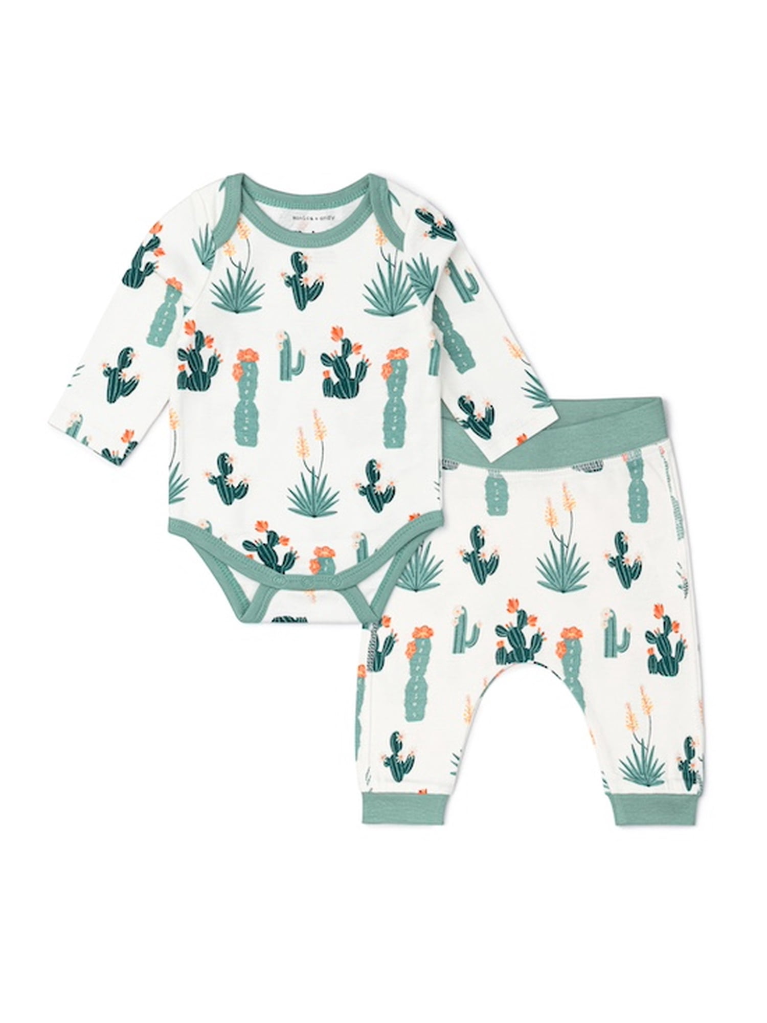 M+A by Monica + Andy Organic Cotton Gender Neutral First Moves Bodysuit + Groove Pant Set, Sizes Newborn -24 Months