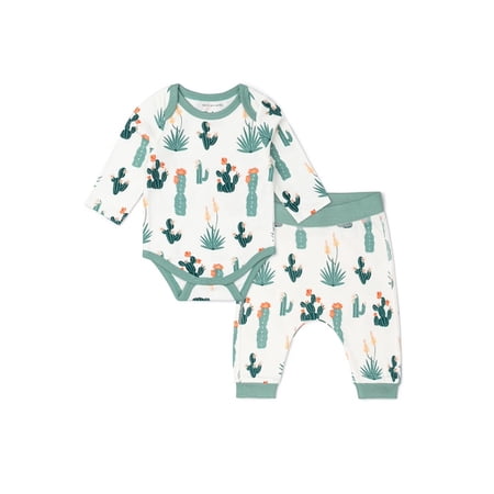 M+A by Monica + Andy Organic Cotton Gender Neutral First Moves Bodysuit + Groove Pant Set, Sizes Newborn -24 Months