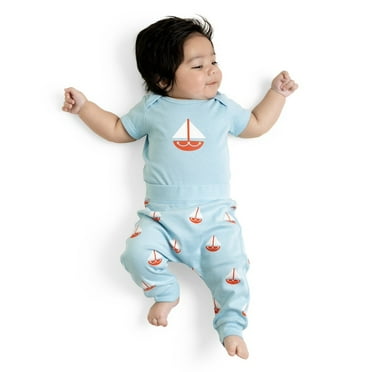 M+A by Monica + Andy Organic Cotton Gender Neutral First Moves Bodysuit + Groove Pant Set, Sizes Newborn -24 Months