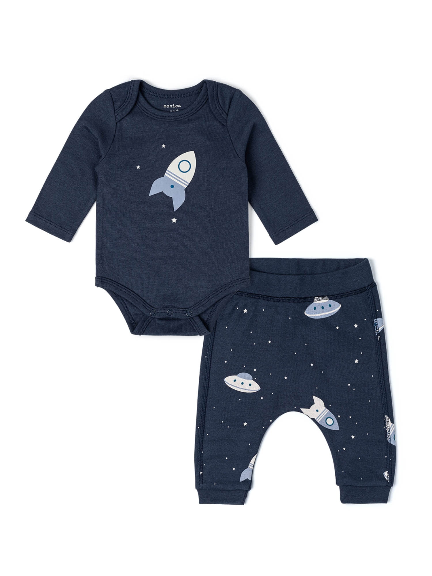 Monica + Andy Organic Cotton Gender Neutral First Moves Bodysuit + Groove Pant Set, Sizes Newborn -24 Months