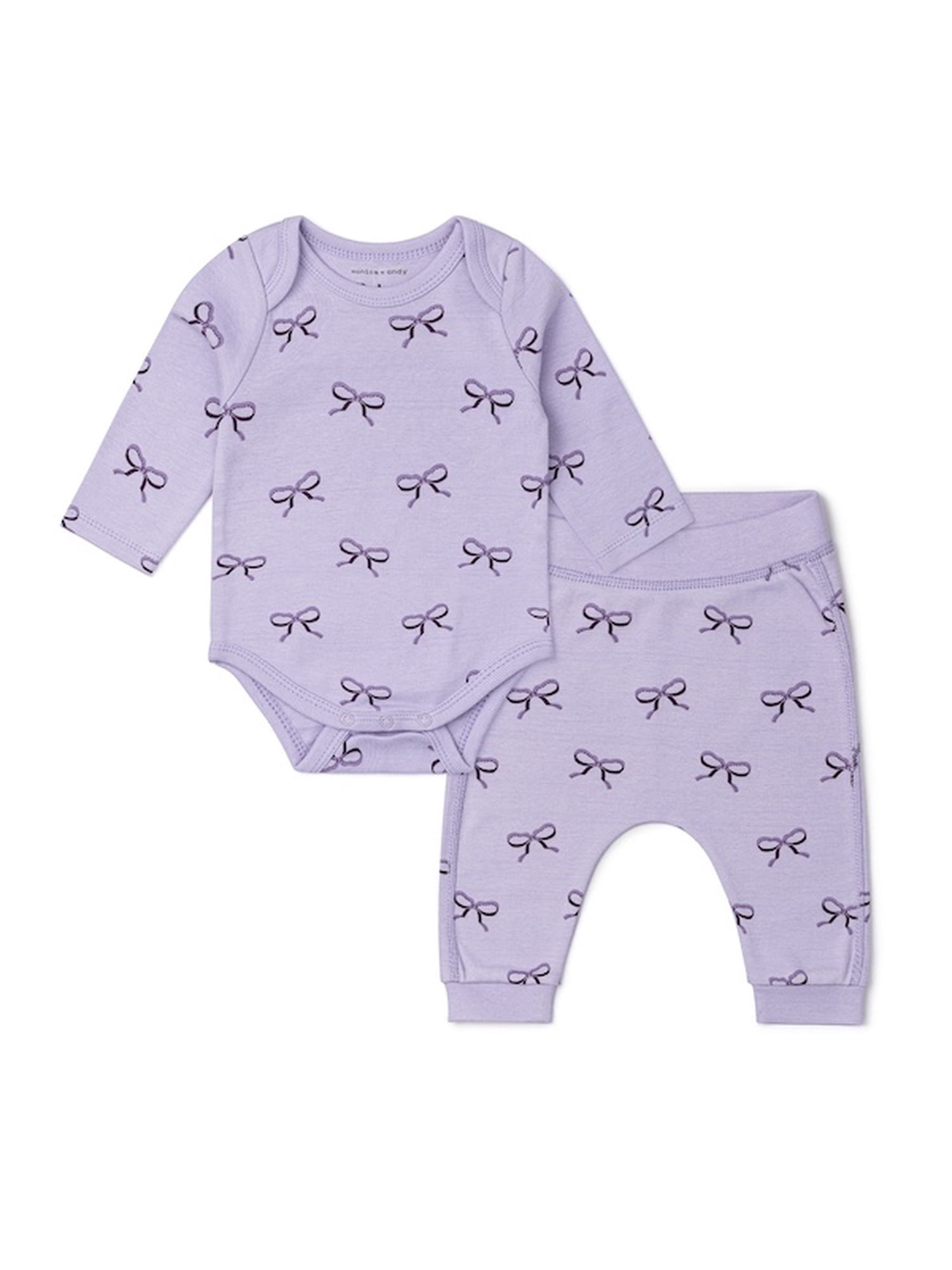 Monica + Andy Organic Cotton Gender Neutral First Moves Bodysuit + Groove Pant Set, Sizes Newborn -24 Months