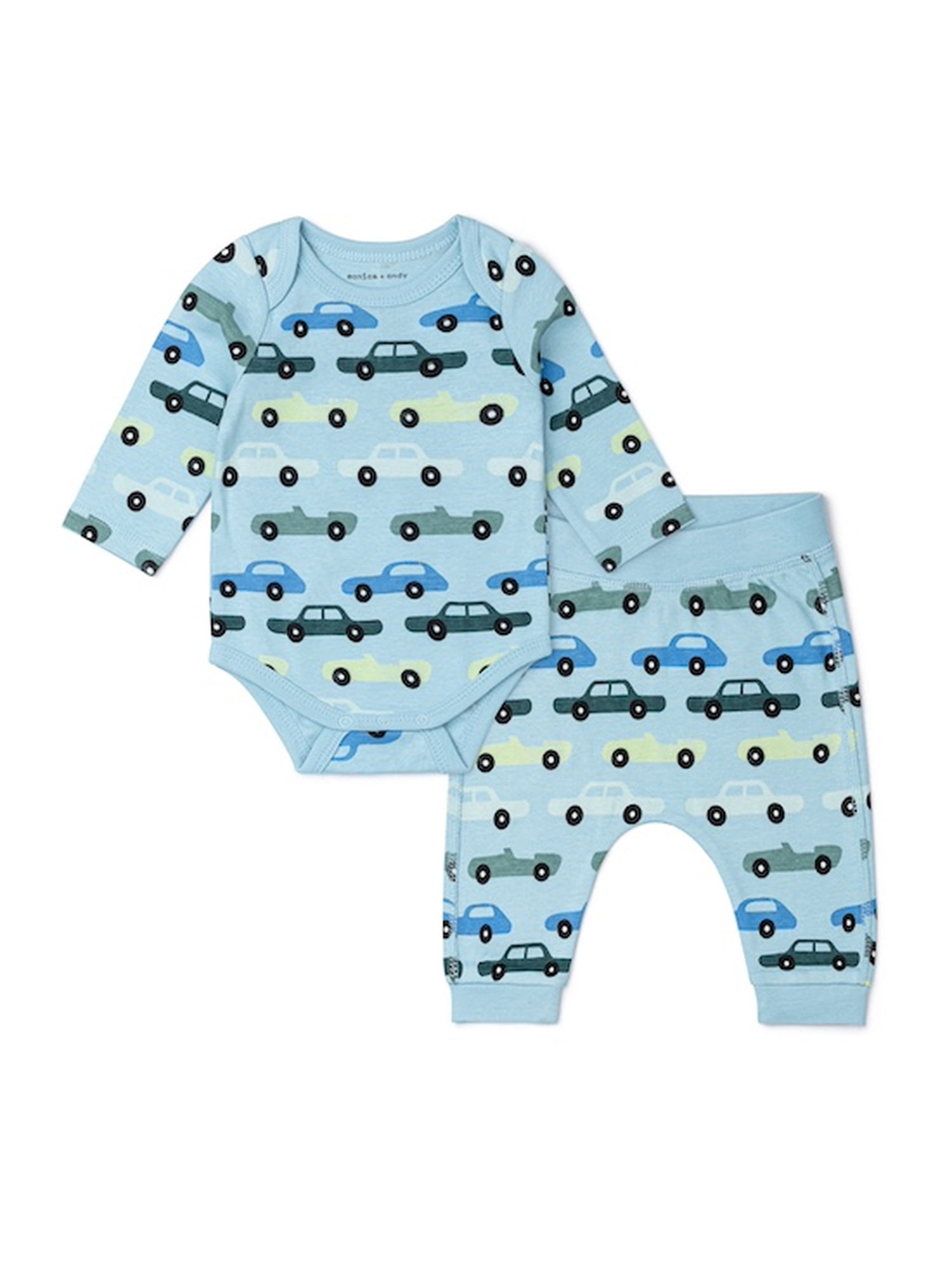 M+A by Monica + Andy Organic Cotton Gender Neutral First Moves Bodysuit + Groove Pant Set, Sizes Newborn -24 Months