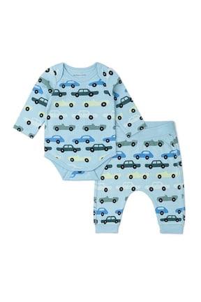 M+A by Monica + Andy Organic Cotton Gender Neutral First Moves Bodysuit + Groove Pant Set, Sizes Newborn -24 Months