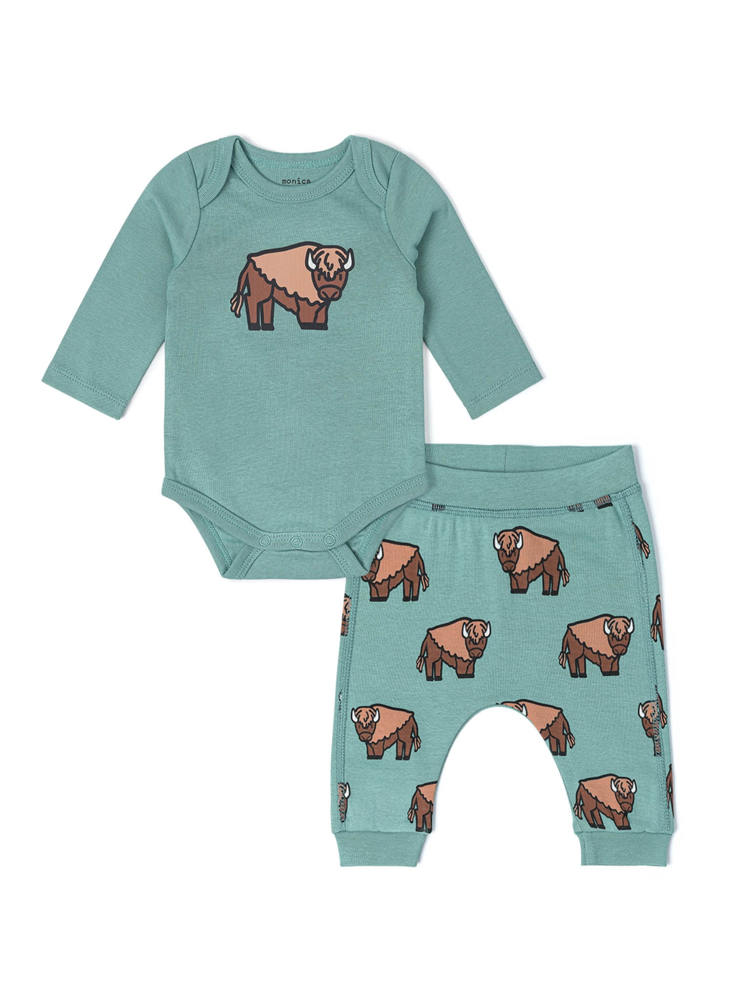 Monica + Andy Organic Cotton Gender Neutral First Moves Bodysuit + Groove Pant Set, Sizes Newborn -24 Months