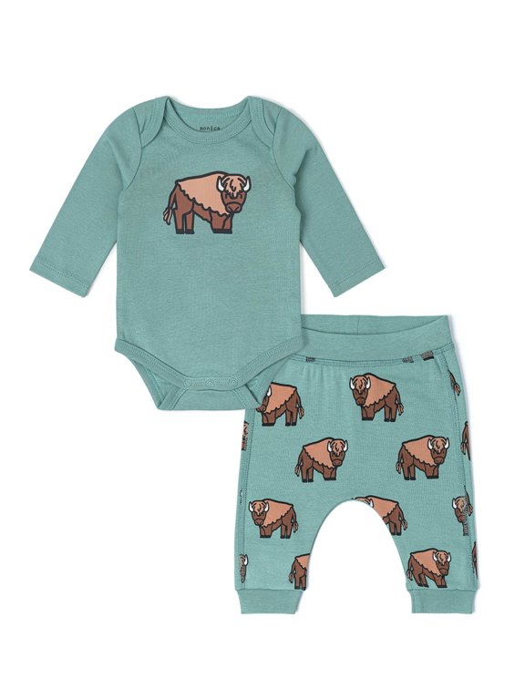 Organic Cotton Gender Neutral First Moves Bodysuit + Groove Pant Set, Sizes Newborn -24 Months