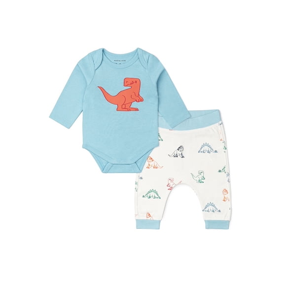 Monica + Andy Organic Cotton Gender Neutral First Moves Bodysuit + Groove Pant Set, Sizes Newborn -24 Months