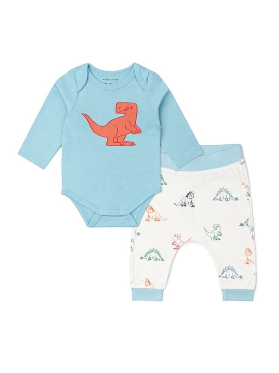 Organic Cotton Gender Neutral First Moves Bodysuit + Groove Pant Set, Sizes Newborn -24 Months