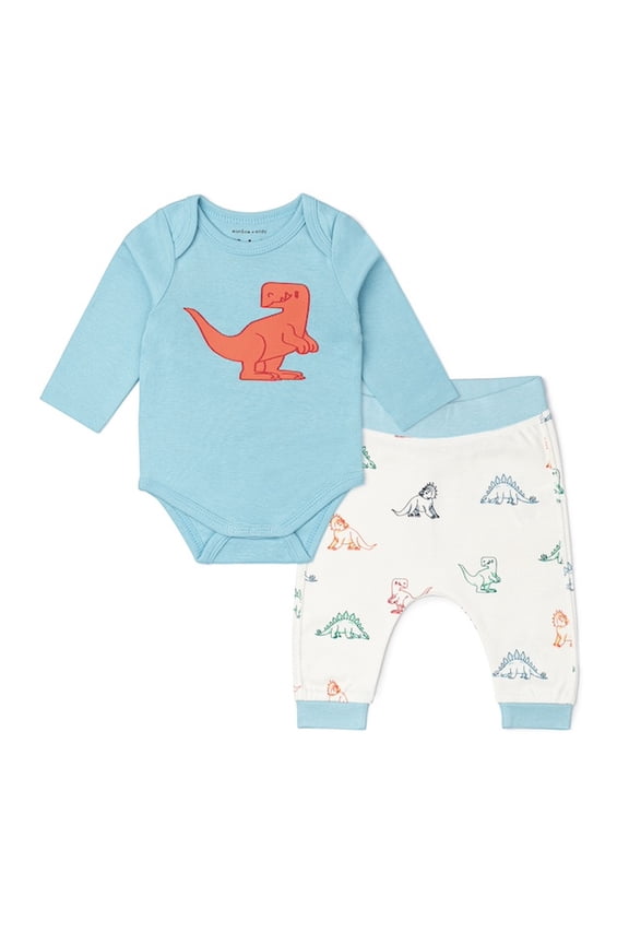 M+A by Monica + Andy Organic Cotton Gender Neutral First Moves Bodysuit + Groove Pant Set, Sizes Newborn -24 Months