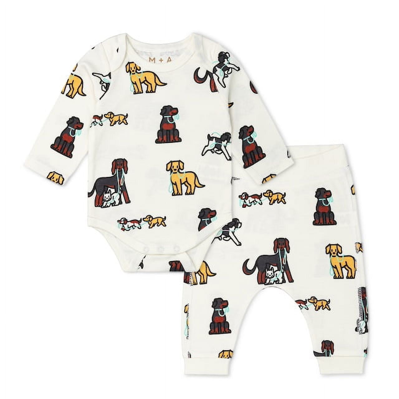 M+A by Monica + Andy Organic Cotton Gender Neutral First Moves Bodysuit + Groove Pant Set, Sizes Newborn -24 Months