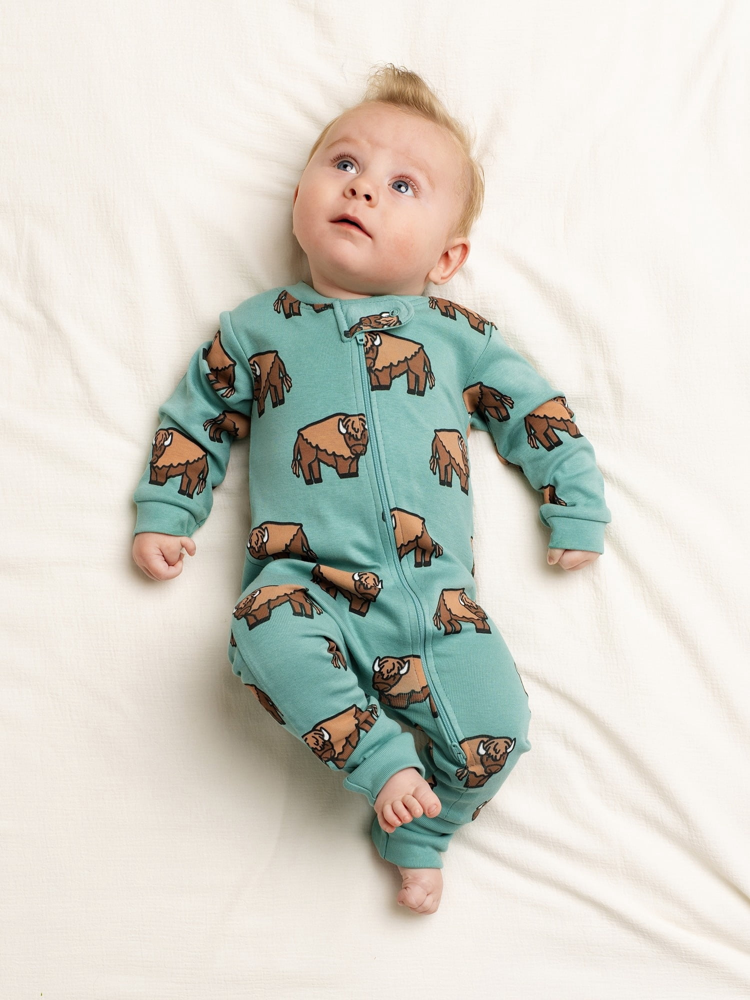 M+A by Monica + Andy Organic Cotton Gender Neutral Long Sleeve Baby One-Piece Pajama, Sizes Newborn - 24 Months