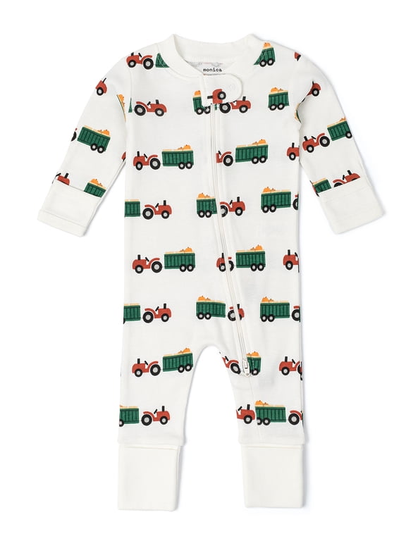 Organic Cotton Gender Neutral Long Sleeve Baby One-Piece Pajama, Sizes Newborn - 24 Months