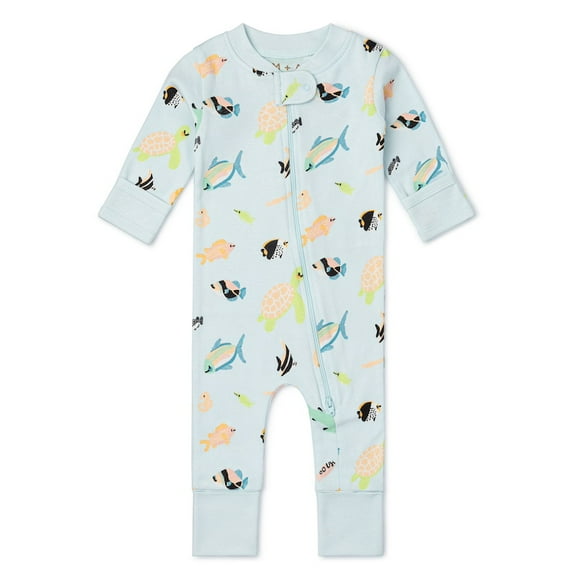 M A by Monica   Andy Organic Cotton Gender Neutral Long Sleeve Baby One-Piece Pajama, Sizes Newborn - 24 Months