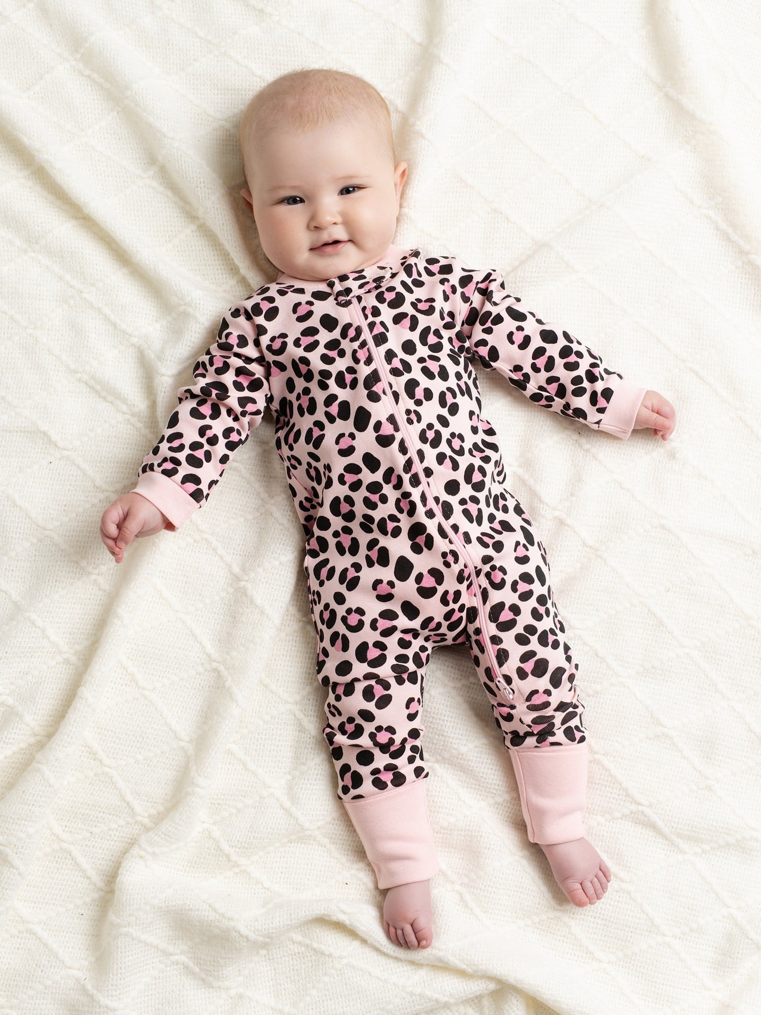 M+A by Monica + Andy Organic Cotton Gender Neutral Long Sleeve Baby One-Piece Pajama, Sizes Newborn - 24 Months