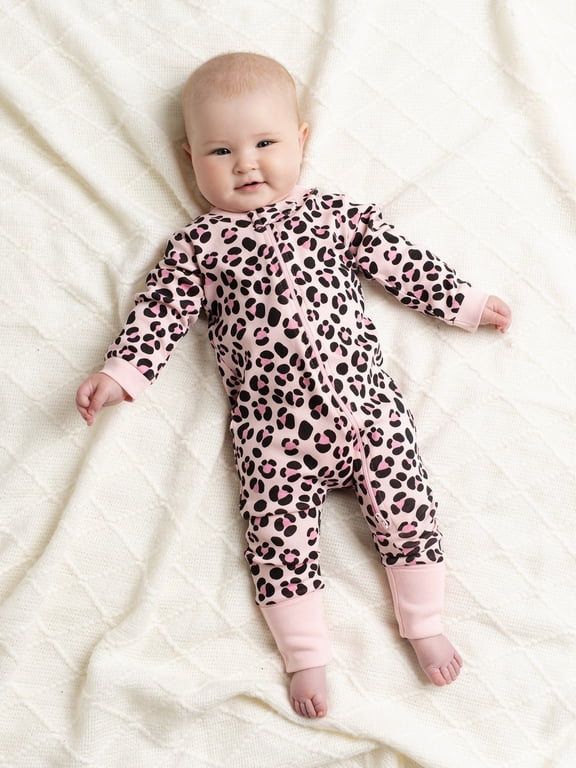 Organic Cotton Gender Neutral Long Sleeve Baby One-Piece Pajama, Sizes Newborn - 24 Months