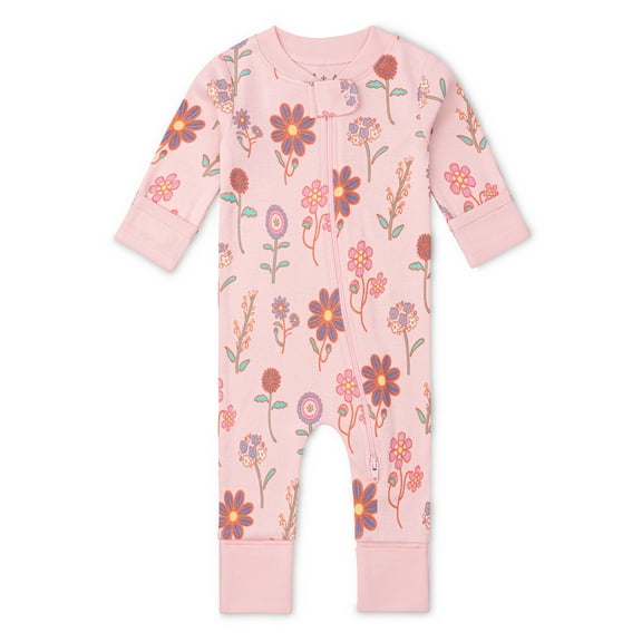 M A by Monica   Andy Organic Cotton Gender Neutral Long Sleeve Baby One-Piece Pajama, Sizes Newborn - 24 Months