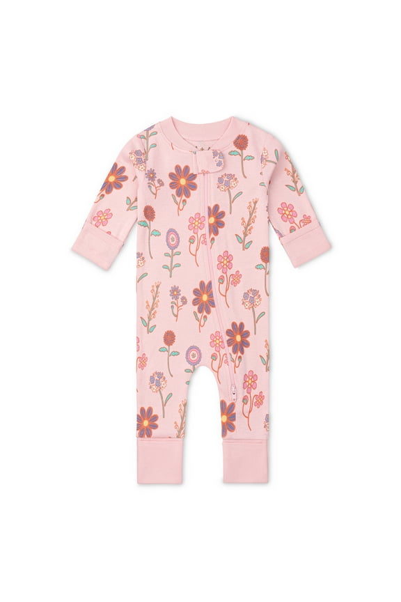 M+A by Monica + Andy Organic Cotton Gender Neutral Long Sleeve Baby One-Piece Pajama, Sizes Newborn - 24 Months