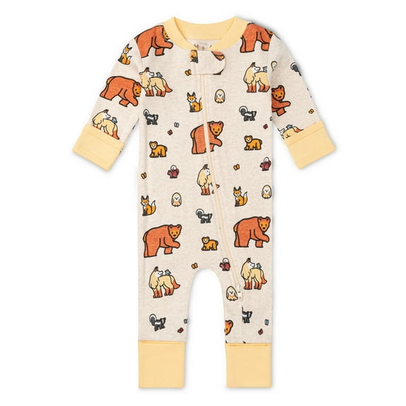 M A by Monica Andy Organic Cotton Gender Neutral Long Sleeve Baby One-Piece Pajama, Sizes Newborn - 24 Months