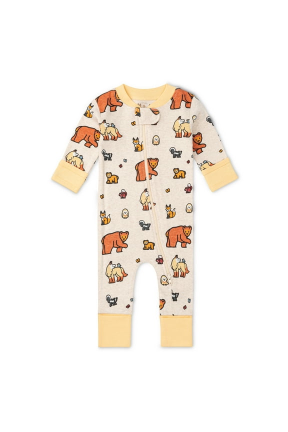 M+A by Monica + Andy Organic Cotton Gender Neutral Long Sleeve Baby One-Piece Pajama, Sizes Newborn - 24 Months