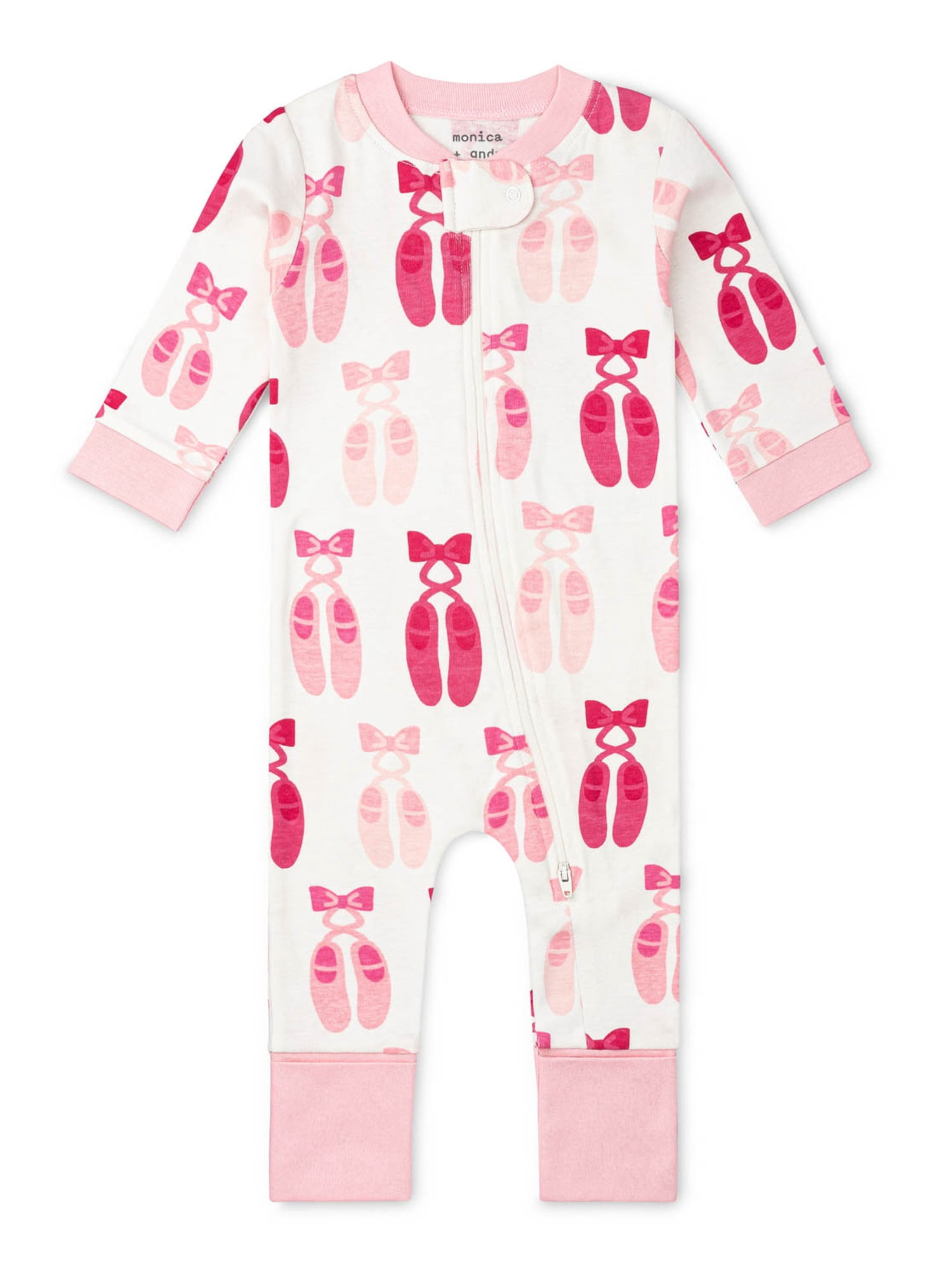 Monica + Andy Organic Cotton Gender Neutral Long Sleeve Baby One-Piece Pajama, Sizes Newborn - 24 Months