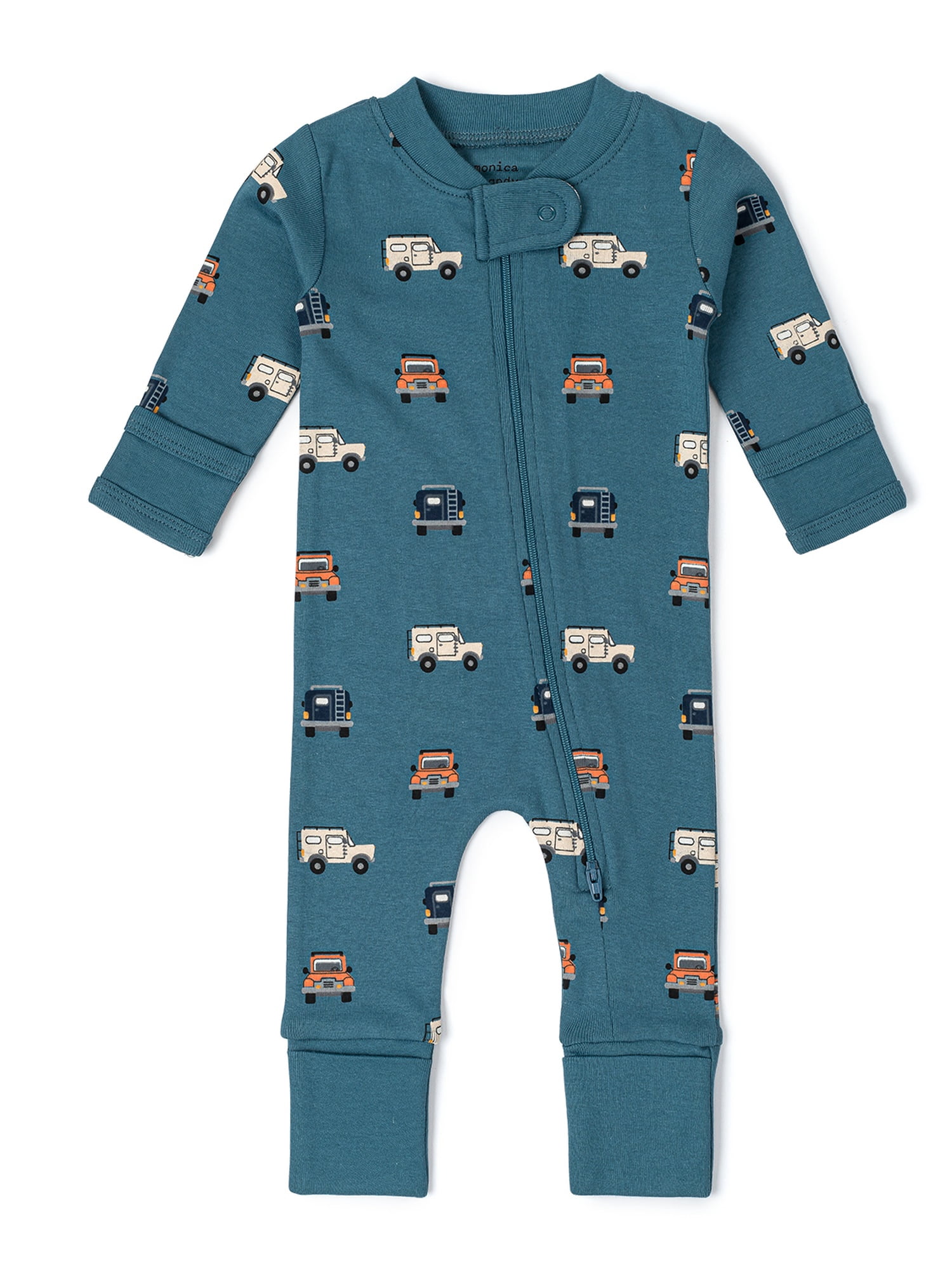 Monica + Andy Organic Cotton Gender Neutral Long Sleeve Baby One-Piece Pajama, Sizes Newborn - 24 Months