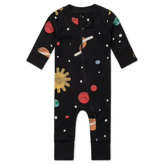 M+A by Monica + Andy Organic Cotton Gender Neutral Long Sleeve Baby One-Piece Pajama, Sizes Newborn - 24 Months
