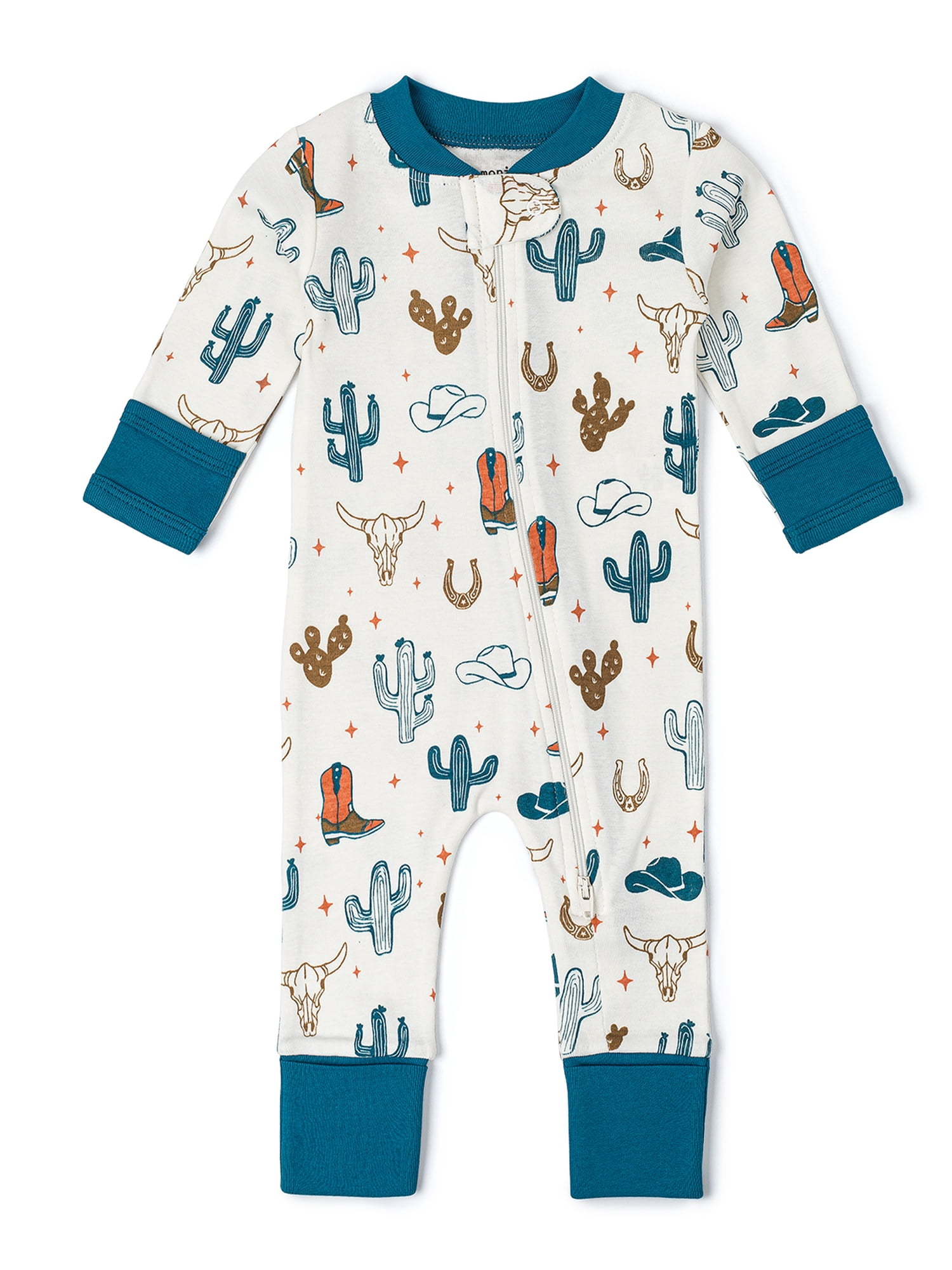 Monica + Andy Organic Cotton Gender Neutral Long Sleeve Baby One-Piece Pajama, Sizes Newborn - 24 Months