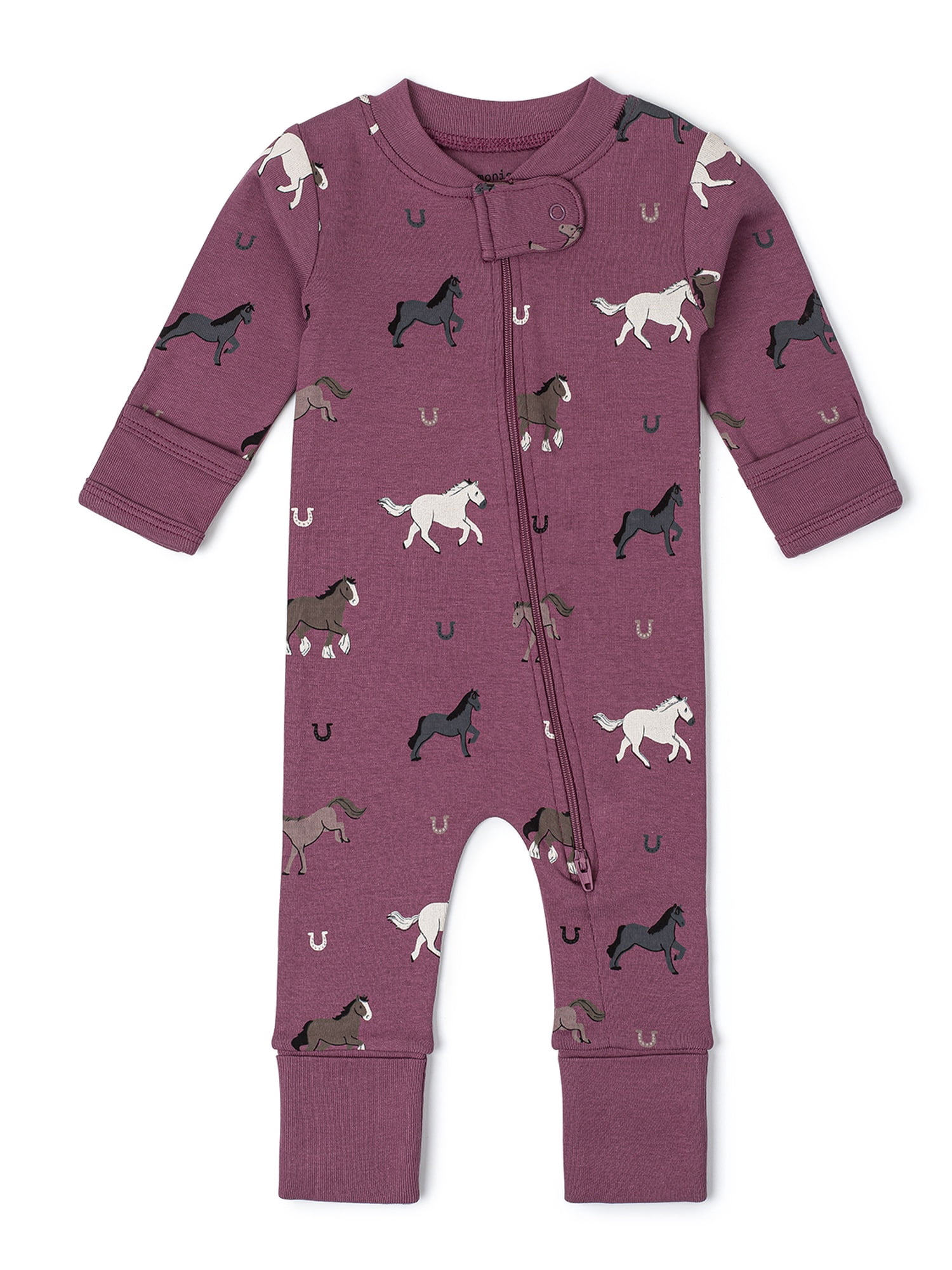Monica + Andy Organic Cotton Gender Neutral Long Sleeve Baby One-Piece Pajama, Sizes Newborn - 24 Months