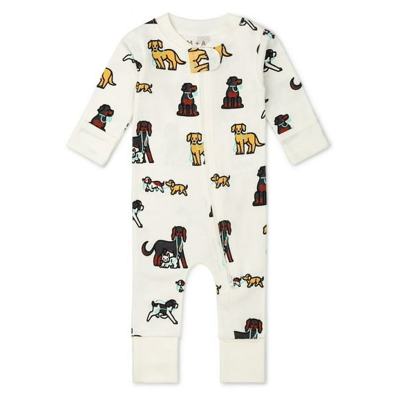 M A by Monica Andy Organic Cotton Gender Neutral Long Sleeve Baby One-Piece Pajama, Sizes Newborn - 24 Months