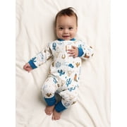Organic Cotton Gender Neutral Long Sleeve Baby One-Piece Pajama, Sizes Newborn - 24 Months