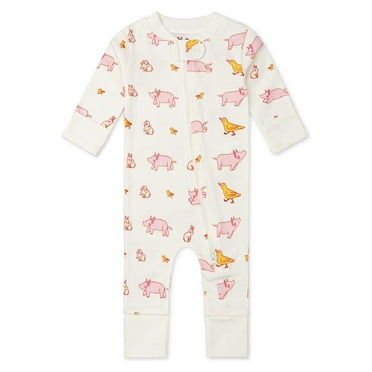 M A by Monica   Andy Organic Cotton Gender Neutral Long Sleeve Baby One-Piece Pajama, Sizes Newborn - 24 Months
