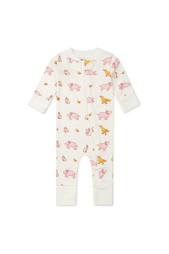 M+A by Monica + Andy Organic Cotton Gender Neutral Long Sleeve Baby One-Piece Pajama, Sizes Newborn - 24 Months