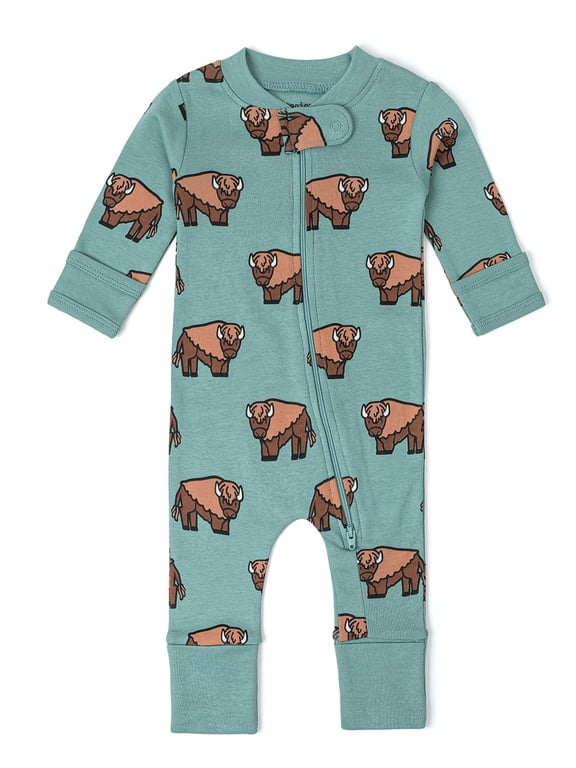 Organic Cotton Gender Neutral Long Sleeve Baby One-Piece Pajama, Sizes Newborn - 24 Months