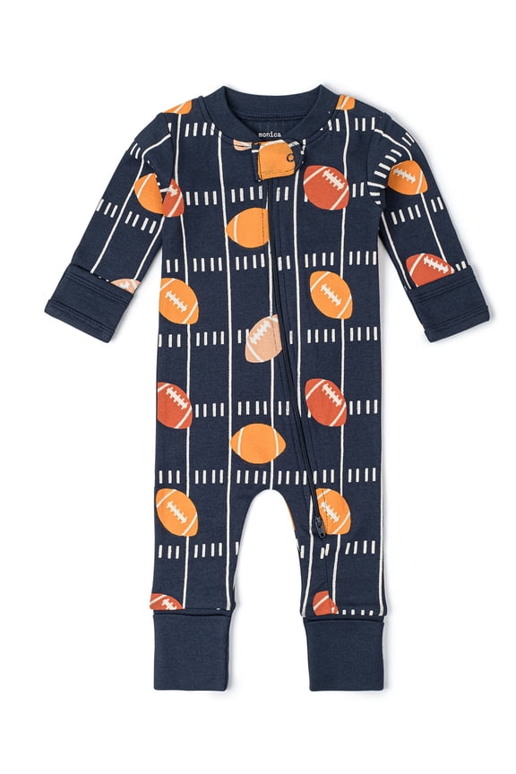 Organic Cotton Gender Neutral Long Sleeve Baby One-Piece Pajama, Sizes Newborn - 24 Months